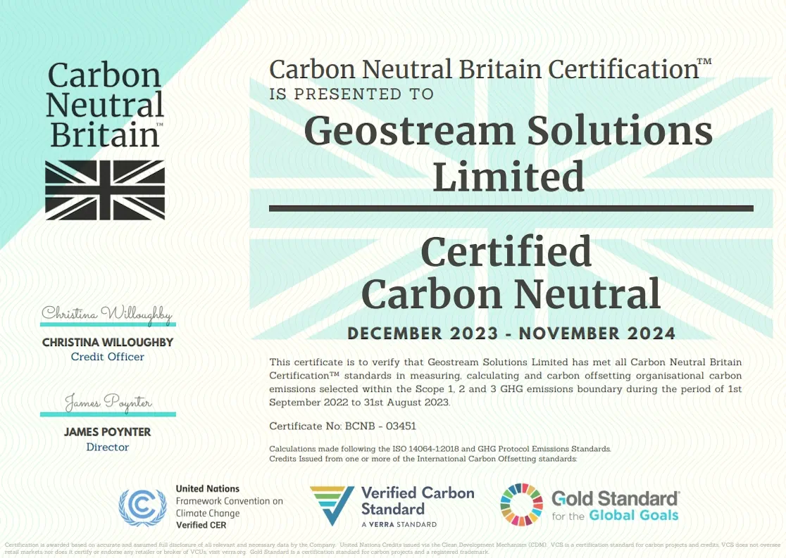 Carbon Neutral Britain certification 2023-2024